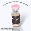 Vial labeled 'Fit Life Peptides Glutathione'