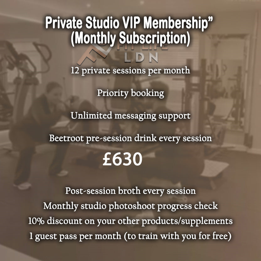 Advertisement for a private studio VIP membership Personal Training Package with level 3 qualified trainer in private studio gym in London Southall